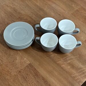 Elegant Gray Ceramic Espresso Cup and Saucer Set